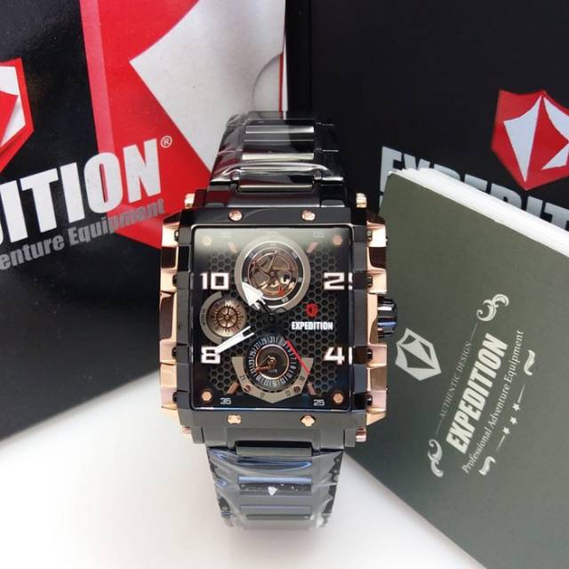 Jam Tangan Wanita Expedition E 6757 B Ladies Black Rosegold Original 34mm zohykl