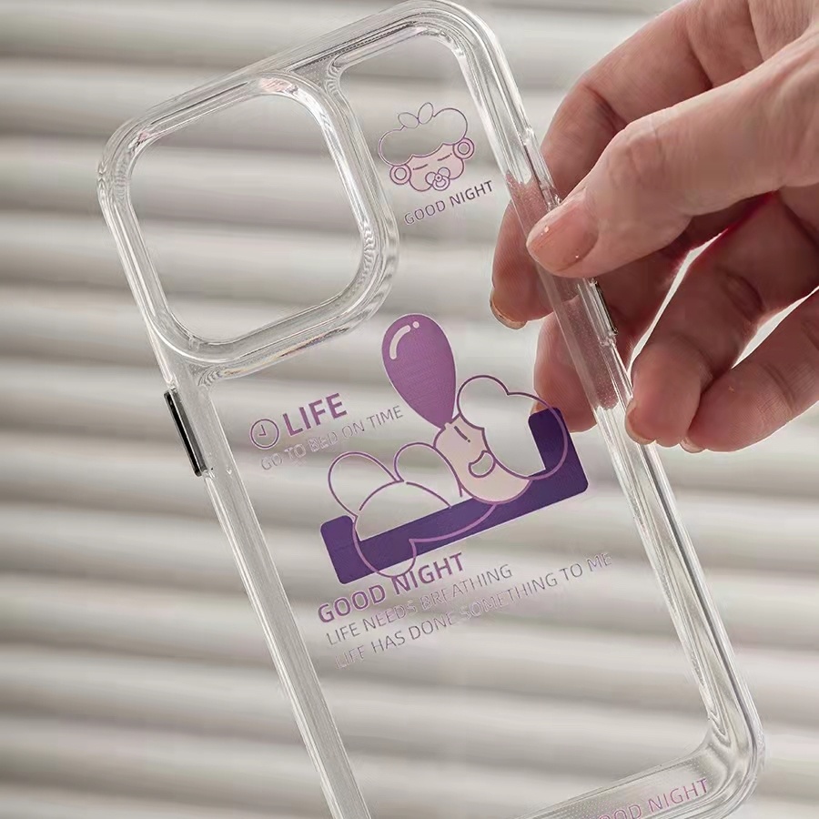 Case Akrilik Transparan 13 Pro 13prm Motif Kartun Villain Ungu Untuk iPhone 11 7Plus 8Plus Xr XS 13 12 Pro Max