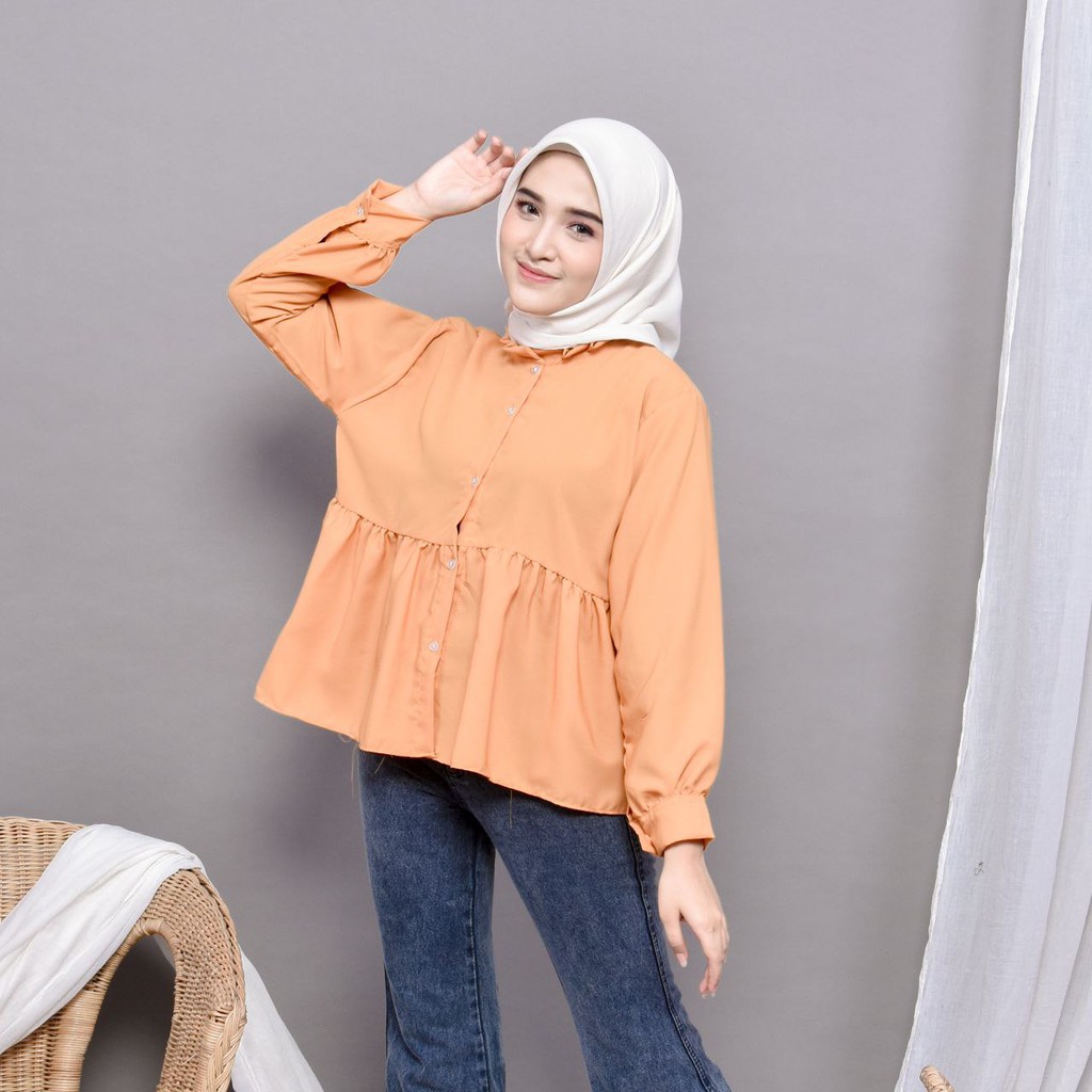 Elisa Blouse - Kemeja Blus Rempel Wolfis Polos