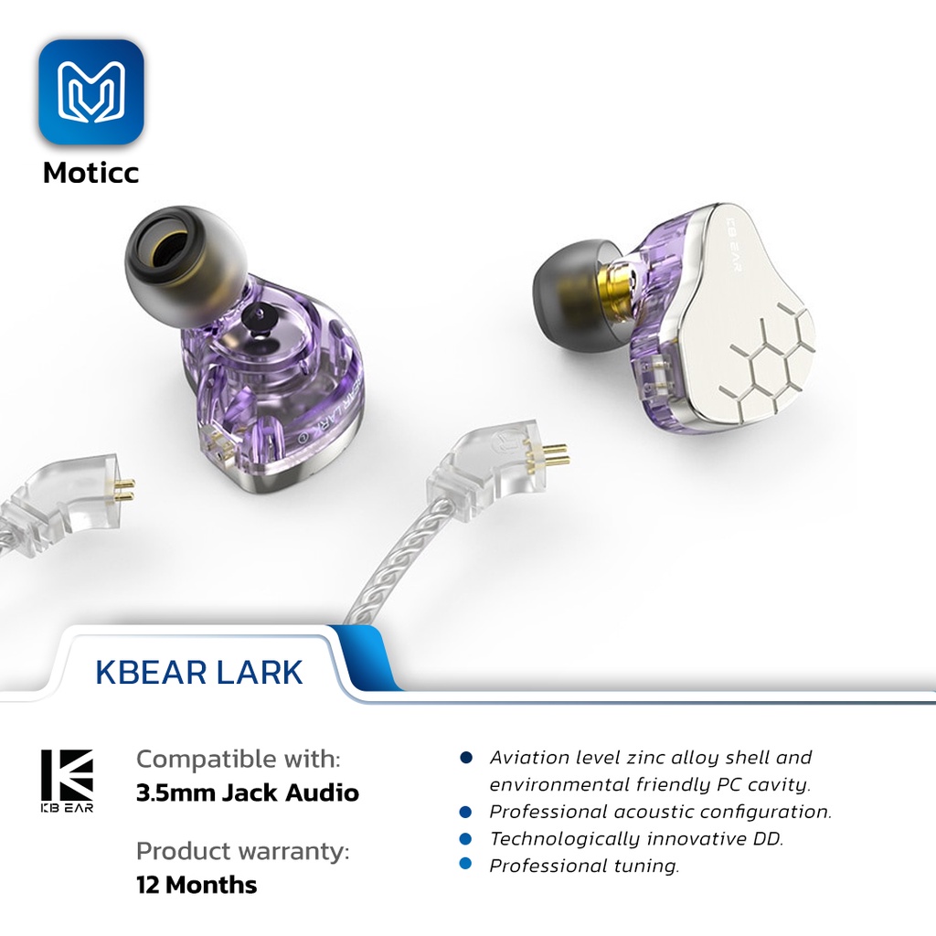 KBEAR Lark with Mic 1DD+1BA Hybrid Driver In Ear Earphone