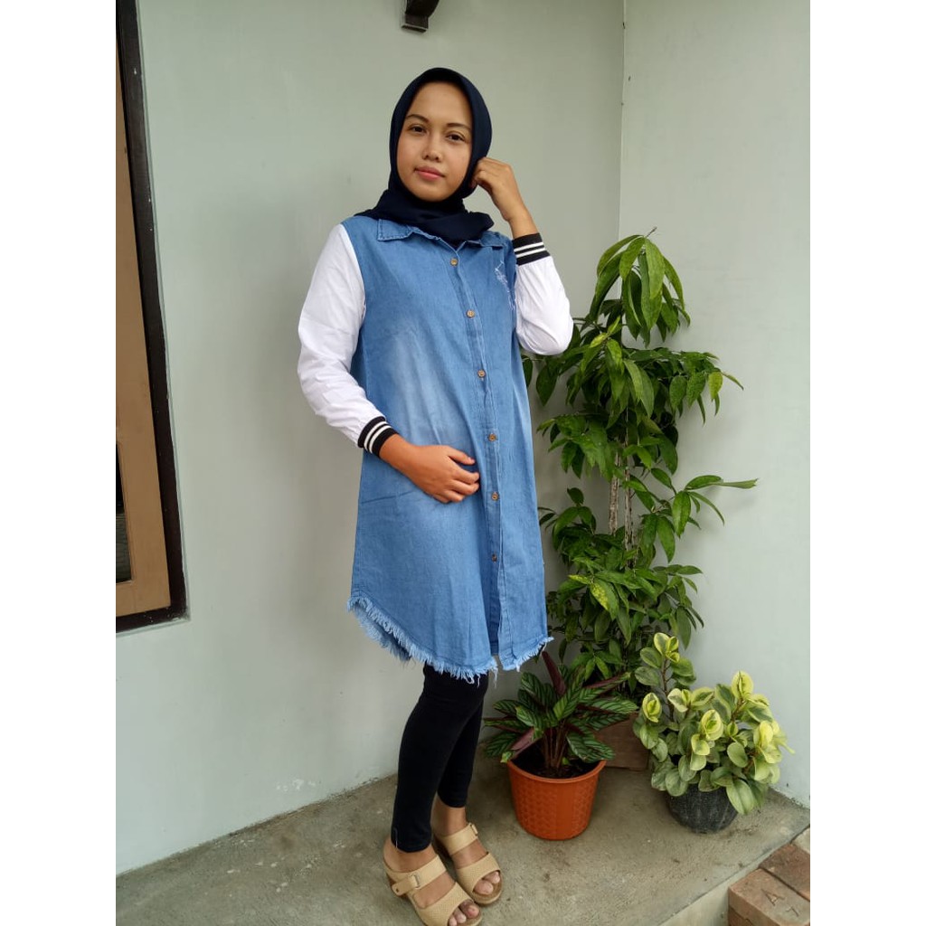Baju wanita terbaru blouse atasan wanita denim katun