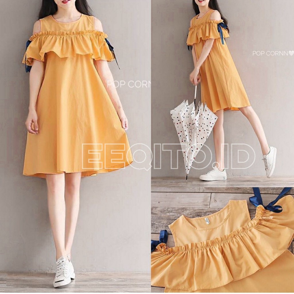 Dress putih polos / Sabrina dress pendek / mini dress Korea /dress casual elegant / Gaun remaja tanggung/ MINIDRESS cantik / korean style dress basic zh