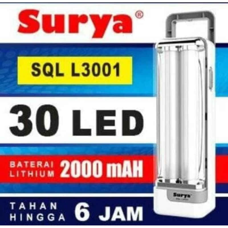 Surya Lampu Emergency SQL L3001 Light LED 30 SMD Rechargeable Tahan 6 Jam