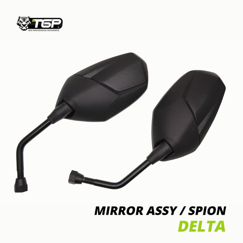 Spion Delta untuk Motor Honda &amp; Yamaha motif CARBON PERMANENT Standard Premium Cembung Tebal