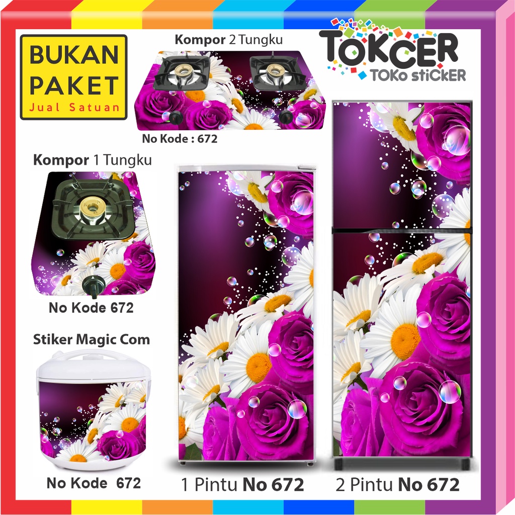 Stiker Kulkas/stiker Kompor/stiker Magicom Mawar UNGU