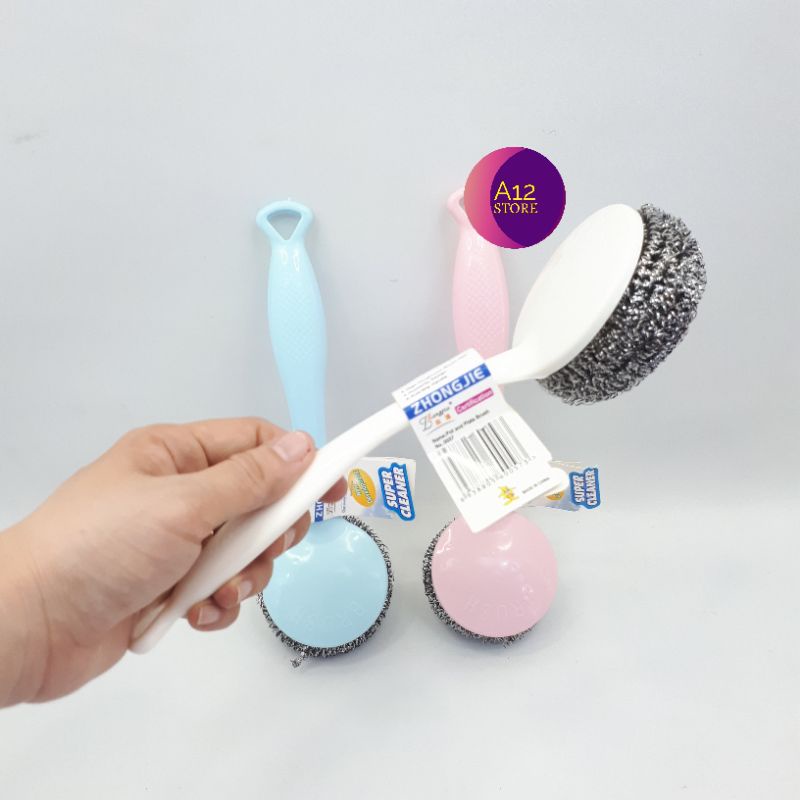 Sabut kawat gosok panci gagang panjang / steel wool