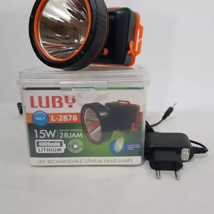 COD SENTER KEPALA LED RECHARGEABLE HEADLIGHT LUBY 15 WATT  L- 2878 DIMER PUTAR