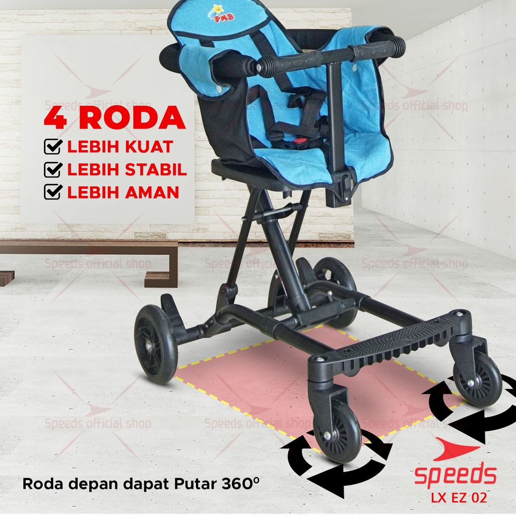 SPEEDS Stroller Anak Full Cover  Portabel Premium Newborn Baby Stroller Travel 2 Fitur Lengkap Kereta Dorong Bayi LX 073-3