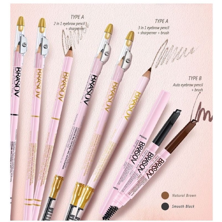 BRASOV Eyebrow Pensil Alis 3 in 1 + Sharperner + Brush | 2 in 1 + Sharperner Only