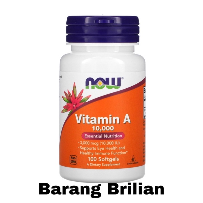 Now Foods Vitamin A 10000 IU 3000 mcg eye health 100 softgels original USA