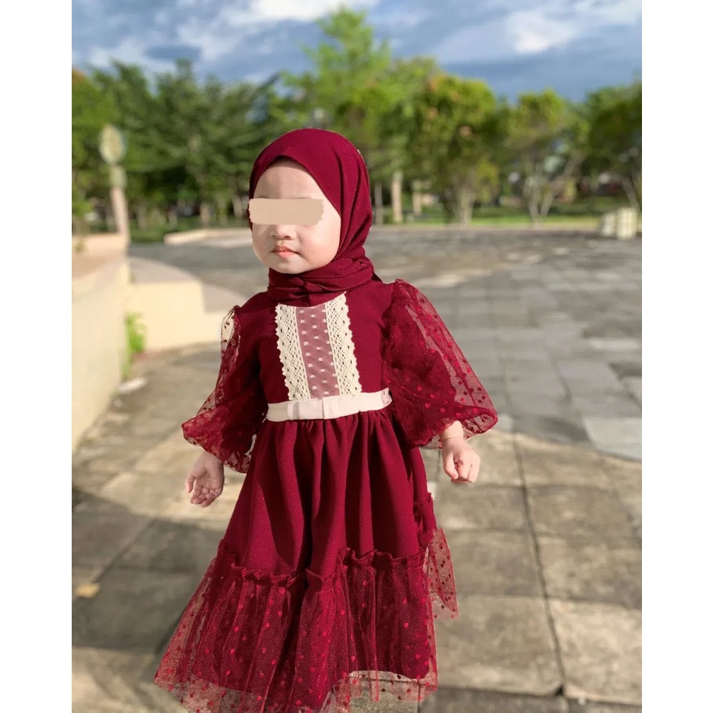Set Muslim/Gamis Anak Perempuan/Baju Perempuan/Gamis Dot Anak/Gamis Tile