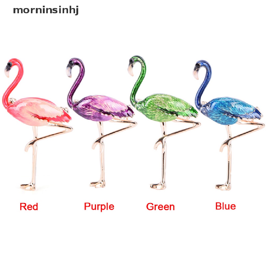 Mornin Bros Pin Enamel Bentuk Flamingo Untuk Aksesoris Fashion Wanita