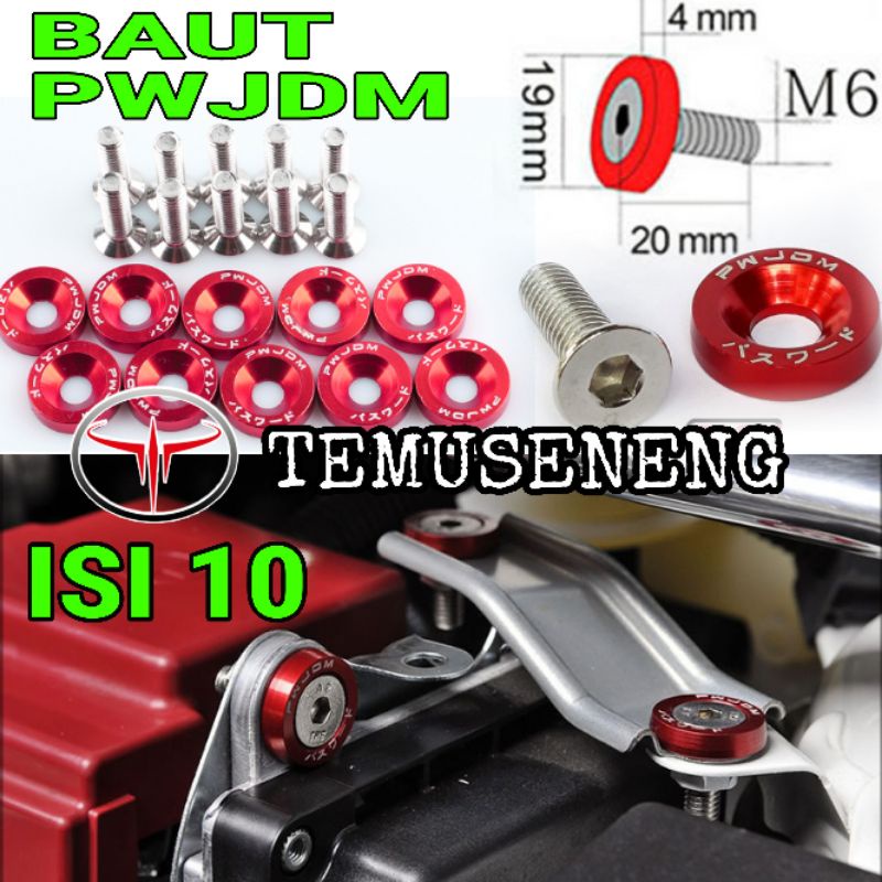 1 Set Isi 10 Baut Mesin Pwjdm Baut Fender Mobil Baut Racing