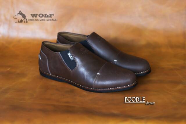 SEPATU SLIP ON FULL KULIT ASLI WOLF POODLE ORIGINAL