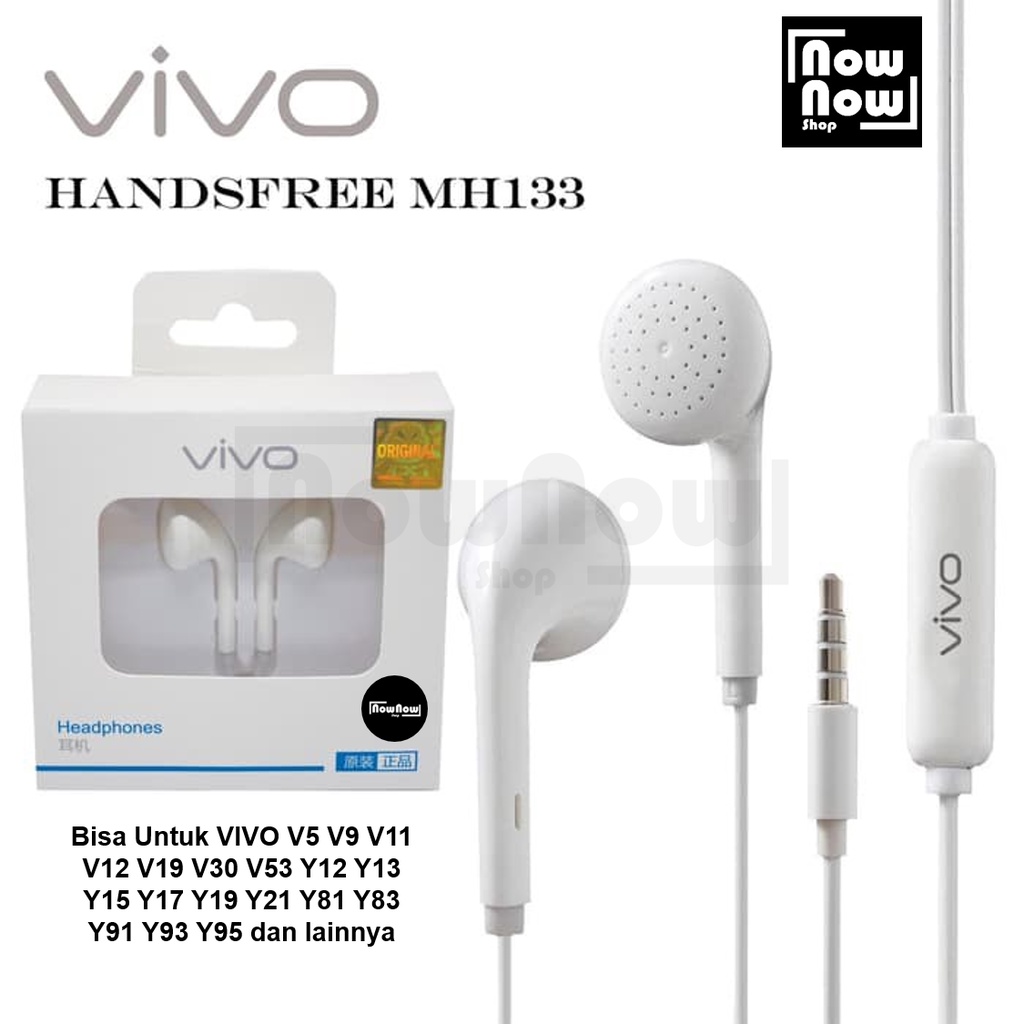 Headset Earphone Handsfree Vivo MH-133 VIVO V5 V9 V11 V12 V19 V30 V53 Y12 Y13 Y15 Y17 Y19 Y21 Y81 Y83 Y91 Y93 Y95 Earbud Stereo Handset Strong Bass