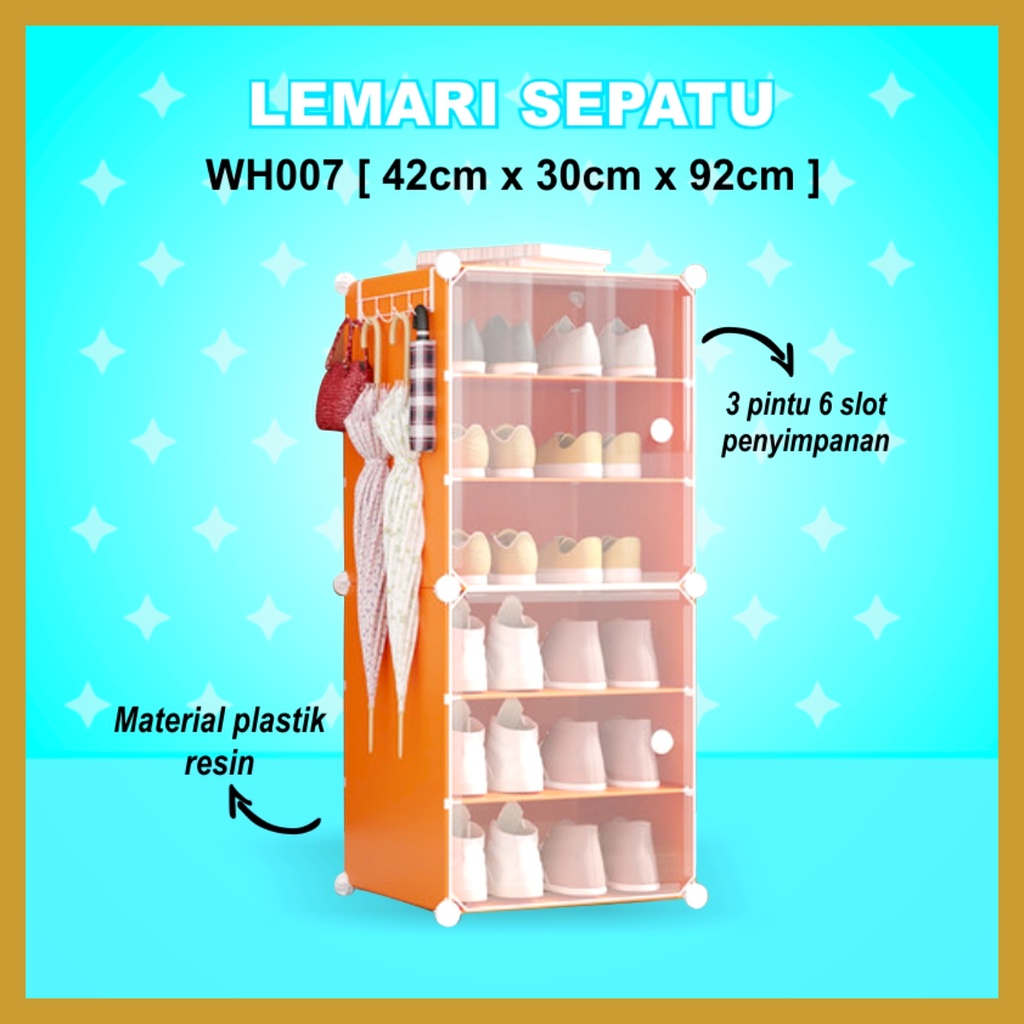 Rak Sepatu Anti Debu 6 Ruang Portable Serbaguna Kotak Sepatu Portable Lemari Penyimpanan Sepatu Multilayer GOSHOP88