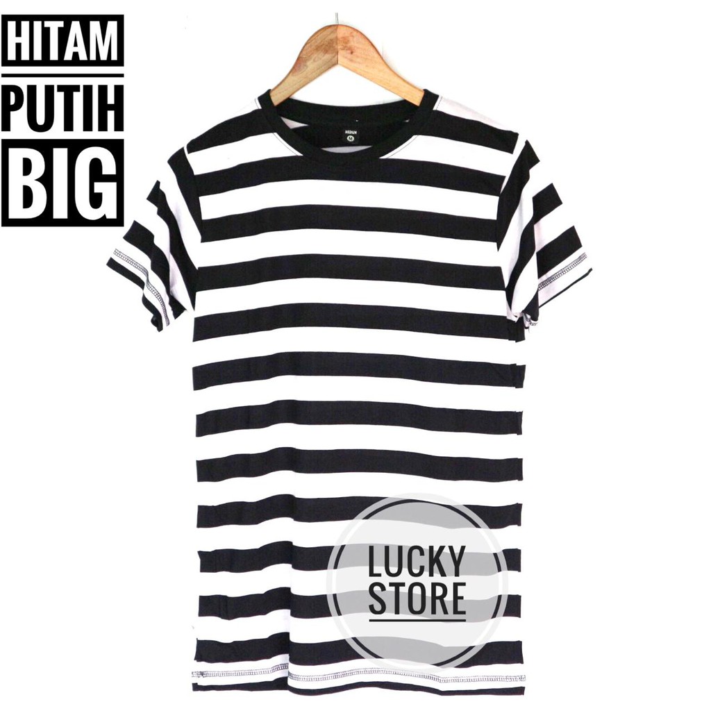  Kaos  Stripe BELANG HITAM  PUTIH  Cotton Rayon Shopee Indonesia