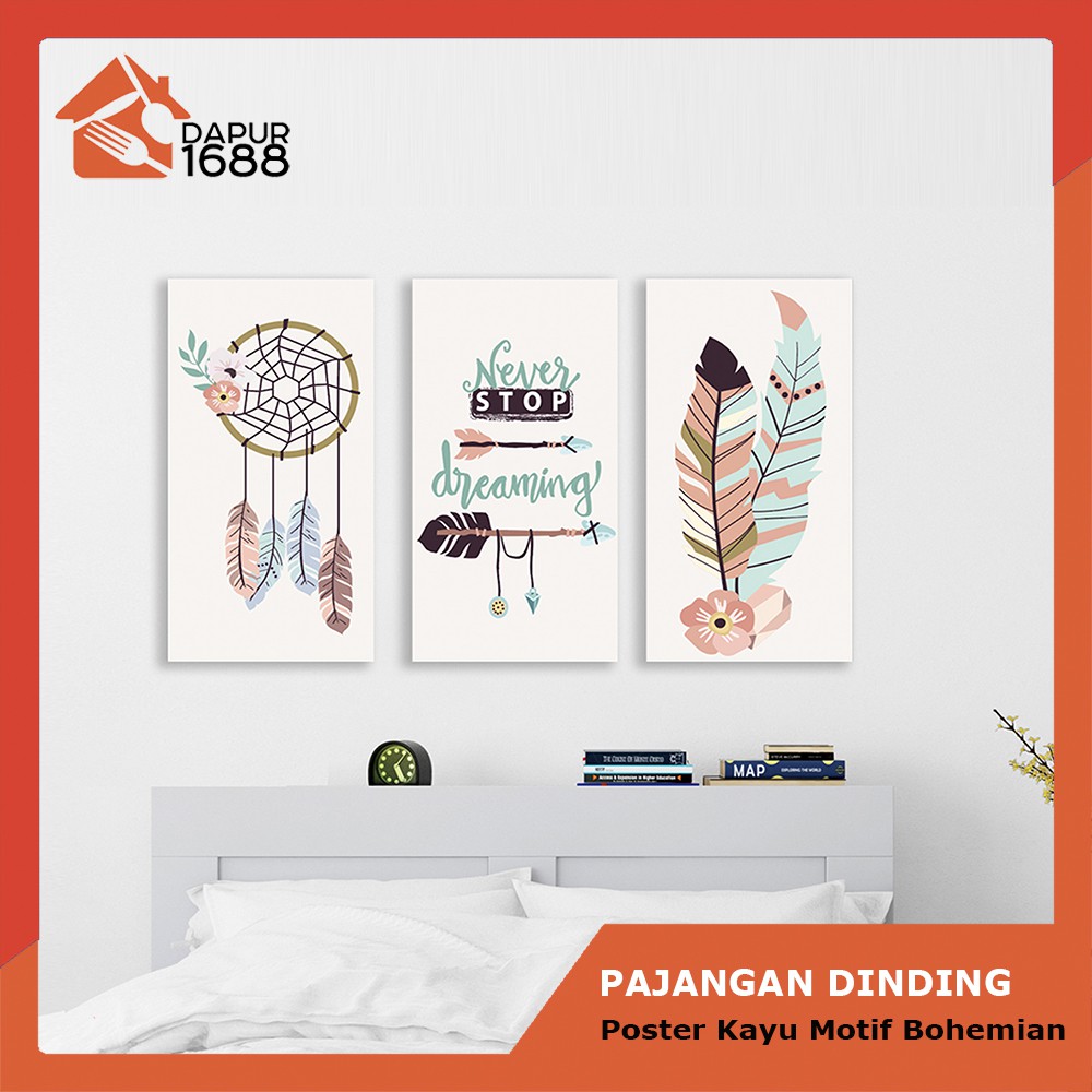 Hiasan Dinding Dekorasi Dinding Ruang Tamu Poster Kayu Ruang tamu Bohemian Series