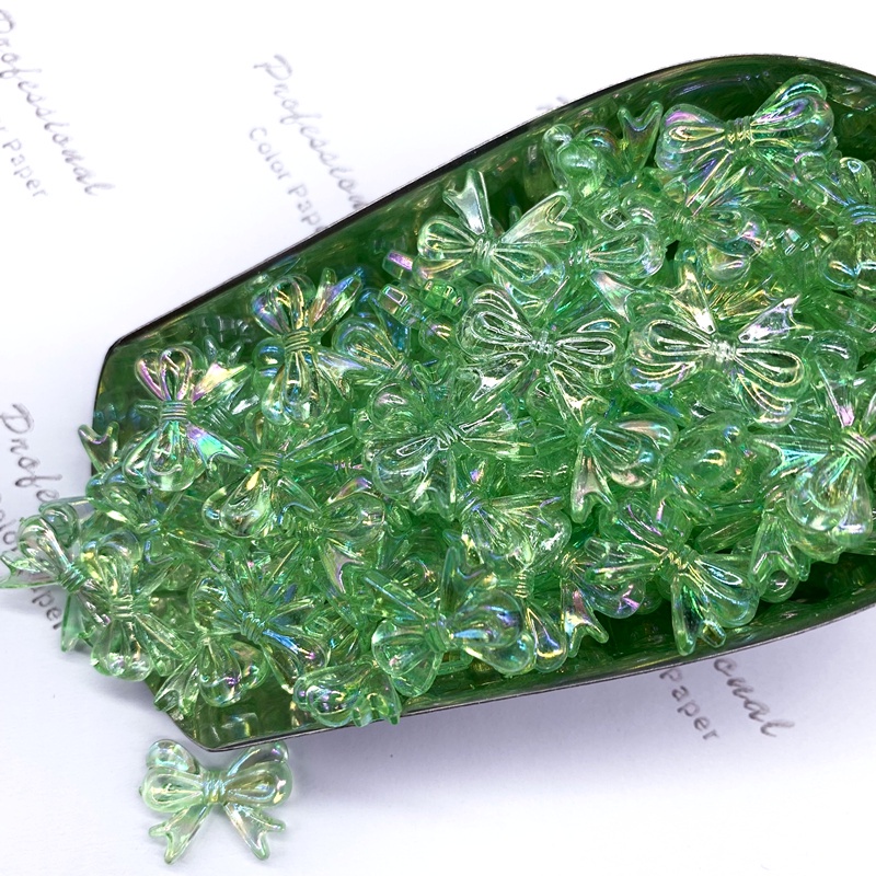 30pcs / lot 15x18mm AB Manik-Manik Akrilik Bentuk Pita Untuk DIY Perhiasan