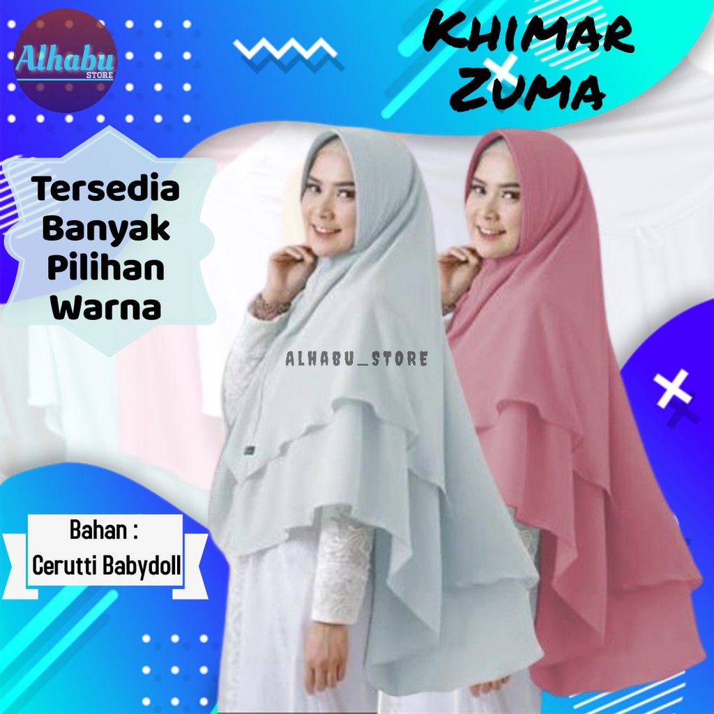 Jilbab/Hijab/Kerudung Khimar Syari 2 Layer Jumbo Murah Bergo Maryam Terbaru Rabbani Polos ZUMA A3