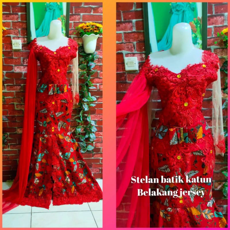 baju singer/baju penyanyi/baju duyung/baju batik/batik merah katun