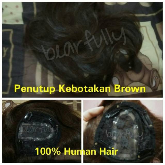 Hair toupee human hair penutup botak pria