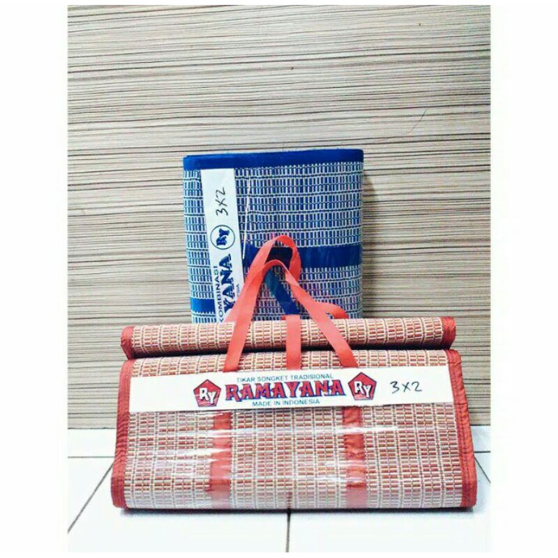 Tikar lipat mendong/Tikar piknik keluarga bahan mendong 3x2mtr