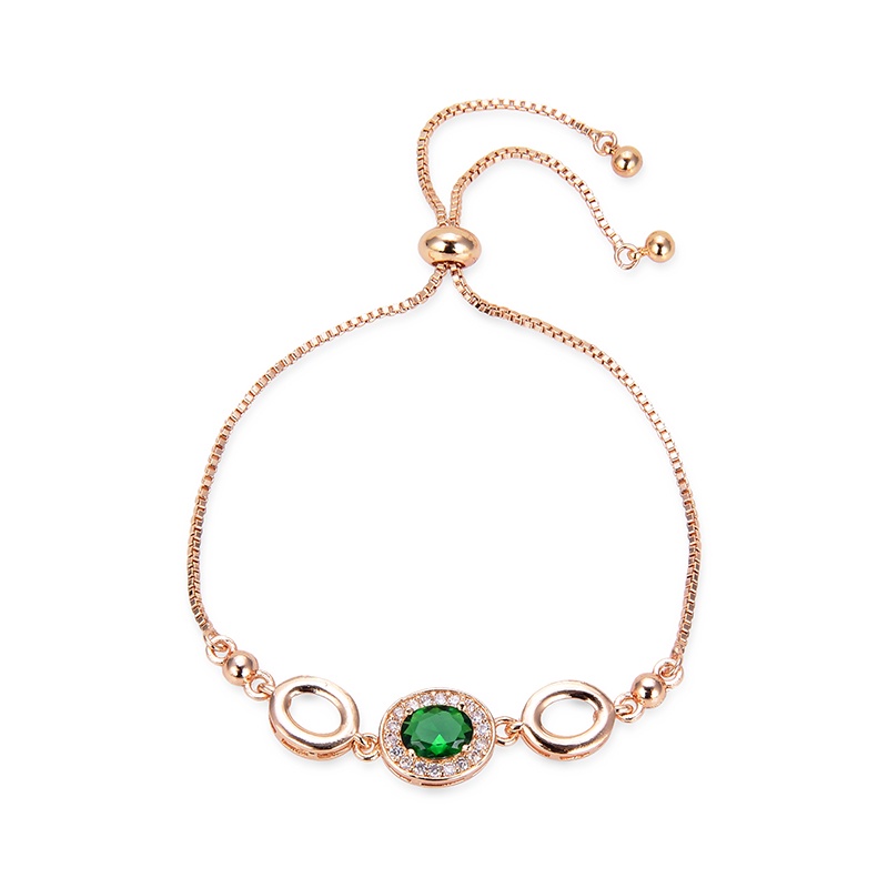 COD Gelang titanium lapis emas bola kristal berlian xuping Perhiasan perak 07b-139B-Hijau