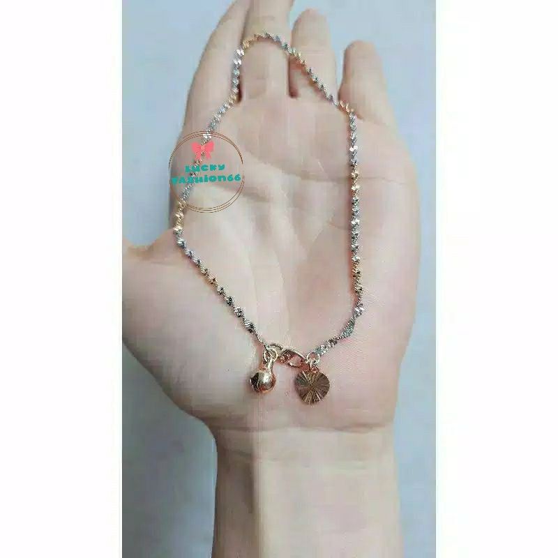 GELANG KAKI BIJI LADA KOMBINASI TITANIUM LAPIS EMAS 18k 74004.17-18. 50378 (26cm).