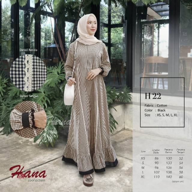 Hana 22 Black#Gamis murah#bahan katun
