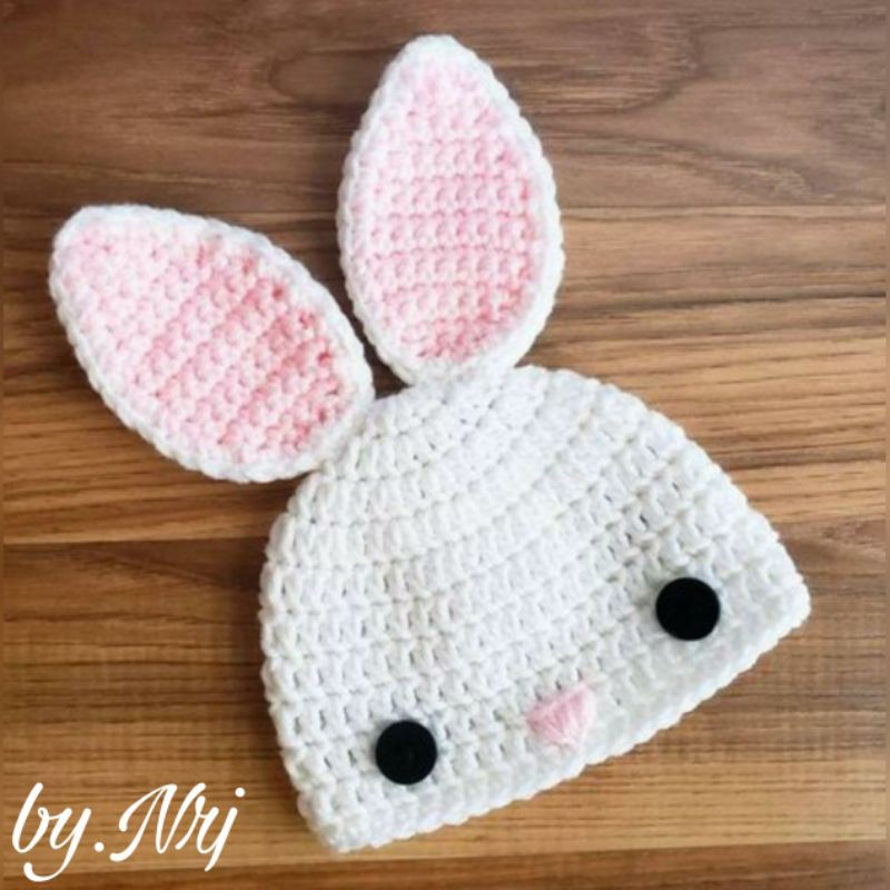 TOPI RABBIT / TOPI KELINCI / TOPI ANAK / TOPI LUCU / TOPI BINATANG / TOPI KARAKTER / TOPI RAJUT BAYI