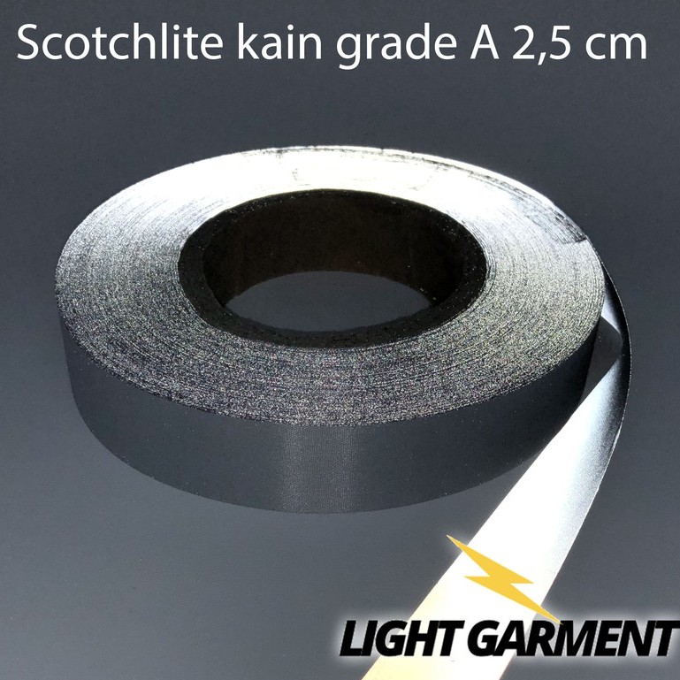 Scotchlite skotlet scotlight GRADE A / Pita Pemantul Cahaya Kain Jahit  2,5 cm per roll / Reflektif Reflektor Baju Safety