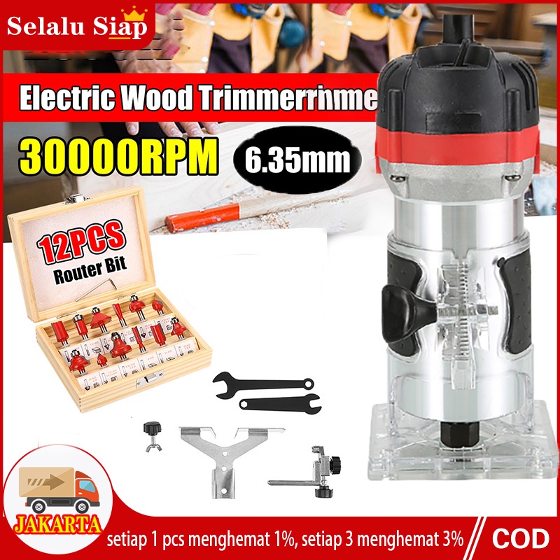Mesin Profil Router Mailtank Wood Trimmer 6mm 1/4 Inchi Mesin Router Profil List Kayu Trimer Ruter Set