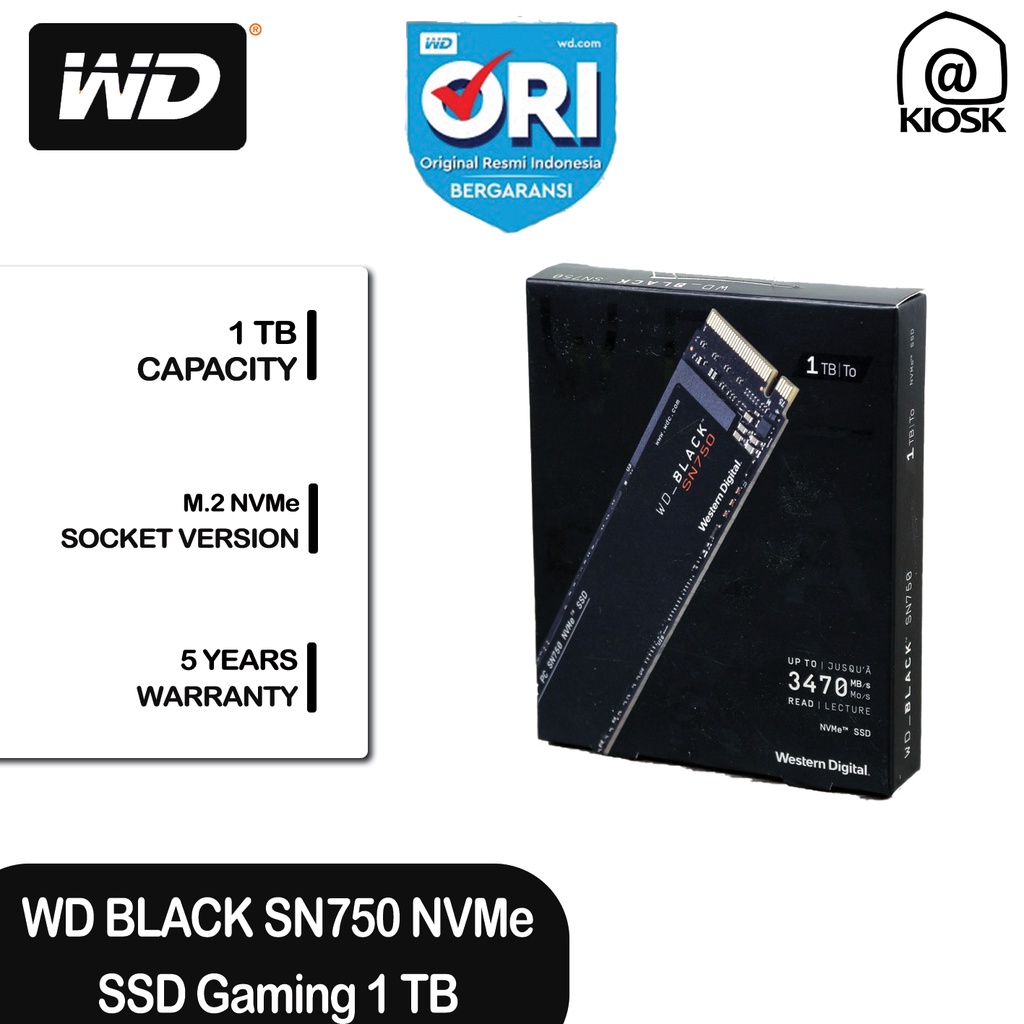 WD Black SN750 NVMe SSD / Gaming SSD / 1TB / 5 years warranty