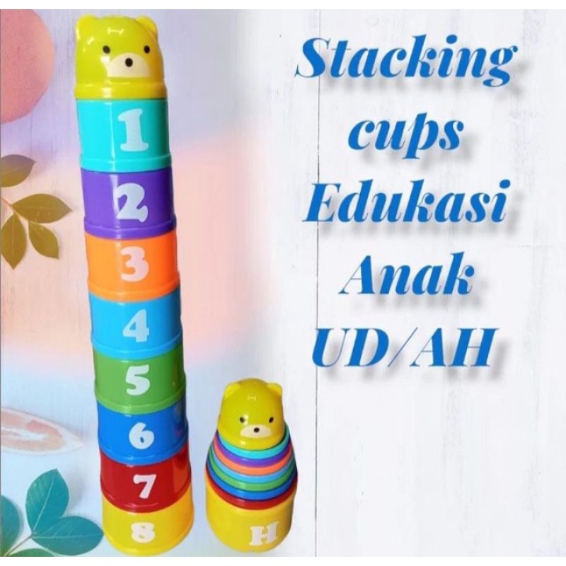 Mainan Stacking Cup / Gelas Susun Abjad / Angka Melatih Motorik anak FTC9232