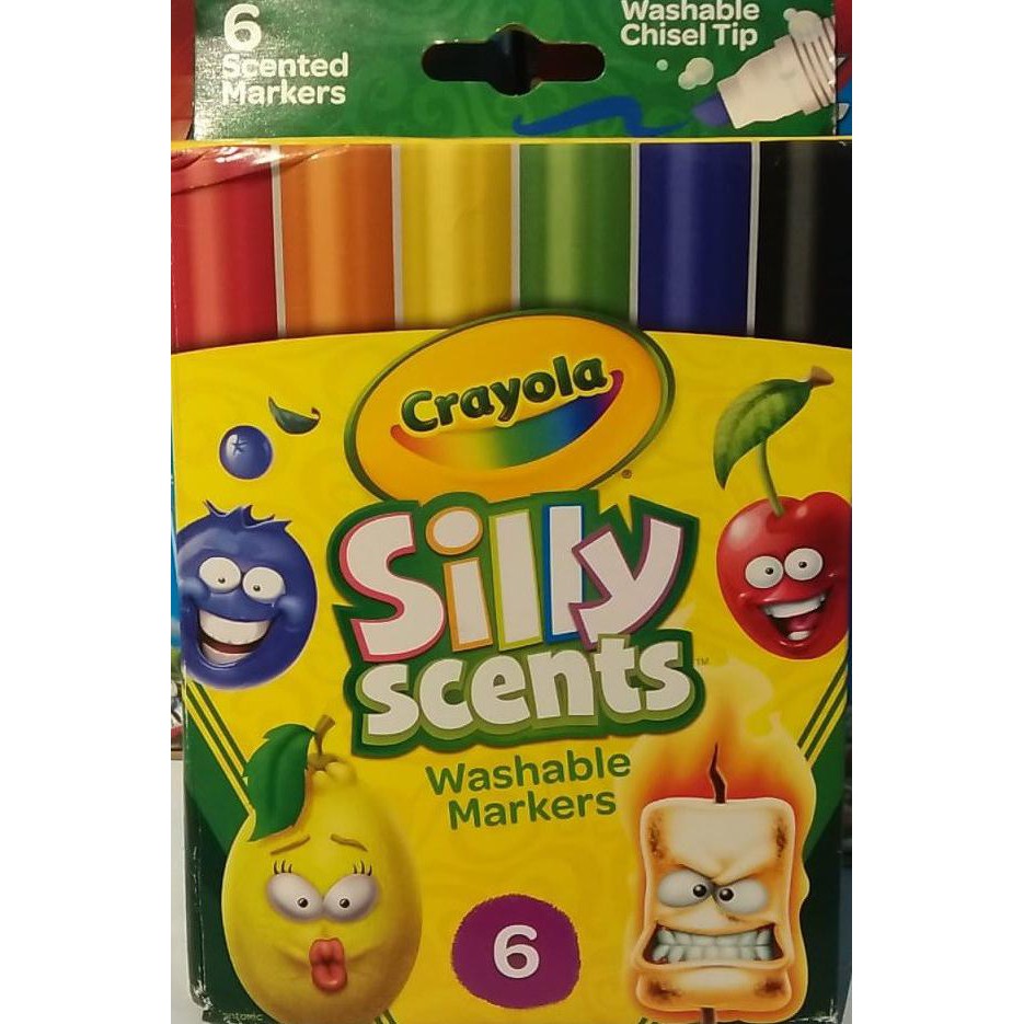 

(PERALATAN MENGGAMBAR) PROMO CRAYOLA SILLY SCENTS WEDGE TIP SCENTED WASHABLE MARKER - 6 COLOR