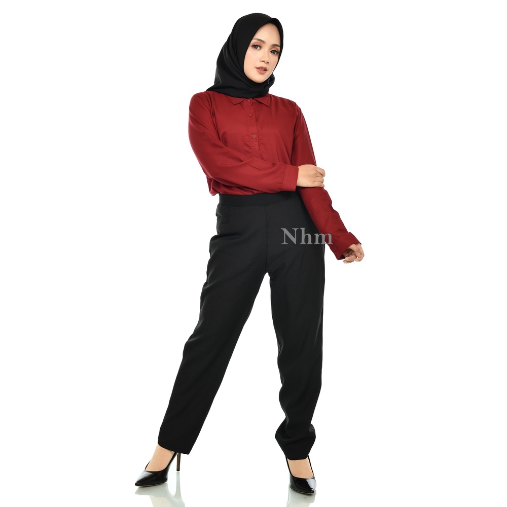 Kemeja Wanita Polos katun Rayon, Kemeja Kerja Casual Basic