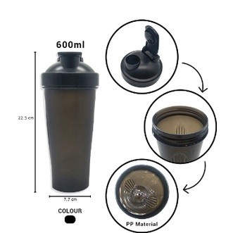 LT- [ APOLO ] Botol Minum Shaker whey protein 600ml / Tumbler Polos Shaker