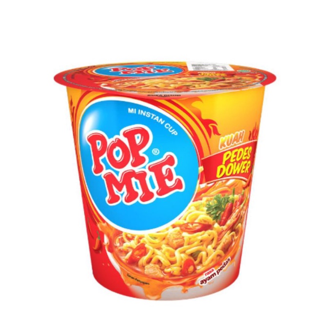 Pop Mie Kuah Pedes Dower Rasa Ayam Pedas 1 Dus/Karton Isi 12 Cup - Mi Instan