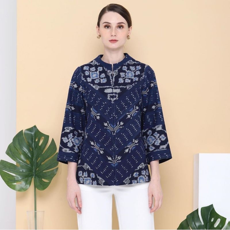 BLOUSE TENUN LURIK JEPARA NAVY
