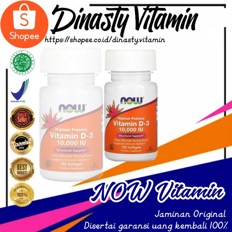 NOW FOODS Vitamin D3 Highest Potency 10000 IU 120 Softgels Support Immune NOW D3 HIGH POTENCY