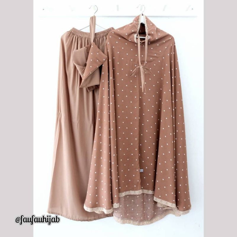 Mukena Faufau butik Selma polka mocca