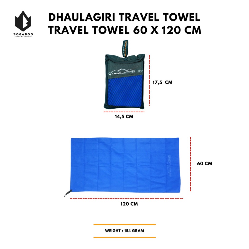 HANDUK MICROFIBRE DHAULAGIRI 60 x 120 cm - TAVEL TOWEL DHAULAGIRI - HANDUK ANTI BACTERIAL - TRAVEL TOWEL OUTDOOR - HANDUK MANDI -TRAVEL TOWEL DHAULAGIRI