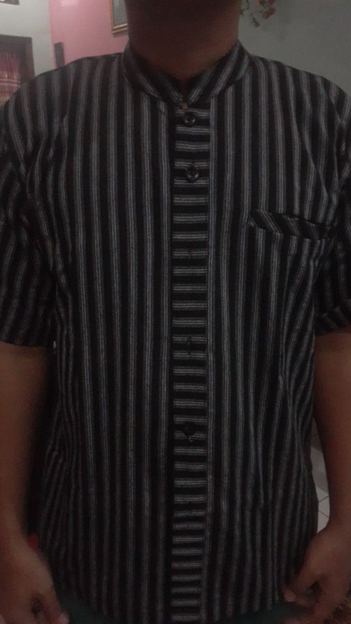 Hem Lurik Atbm.warna.m L Xl Ld 108 110 112.kancing Depan.kerah Koko.batik Pekalongan