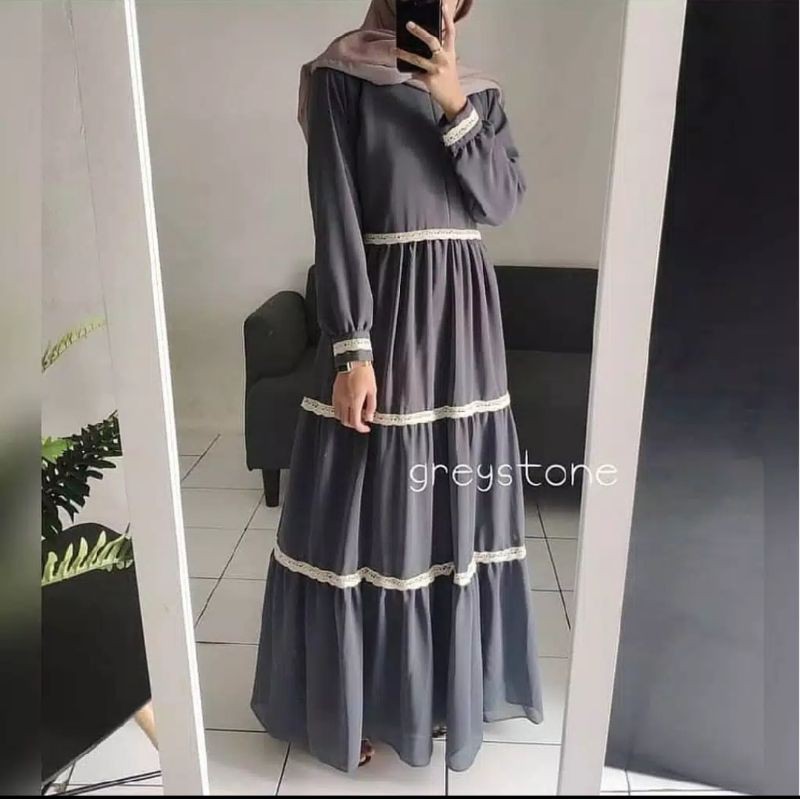 Plain dress baju gamis pakaian wanita fashion muslim