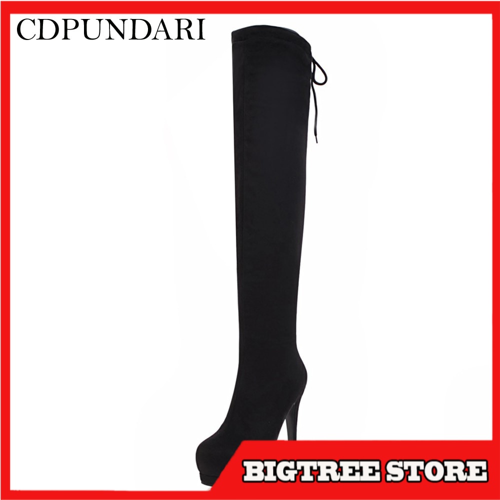 Sepatu Boots Wanita Panjang   Super High Heels Over The Knee Boots Women Thigh High Long Boots Winte