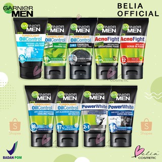 Image of ❤ BELIA ❤ Garnier Men Series - AcnoFight | Turbolight Power White Oil Control Whitening Wasabi Matcha Foam Scrub Sabun Pembersih Wajah Pria 50 | 100