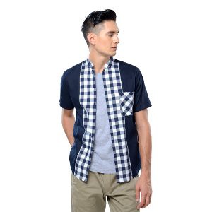 Dijual Promo Mezora Kemeja Koko Pria Lengan Pendek   Regis Navy Shirt Berkualitas Limited