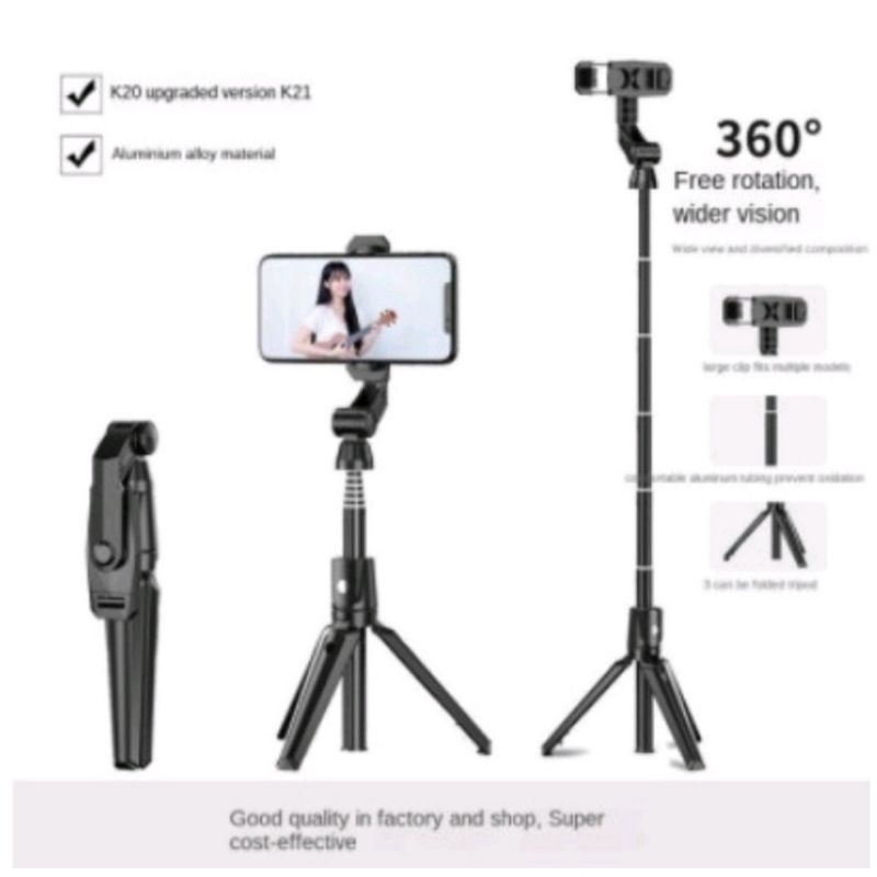 K21 SELFIE STICK / TONGSIS BLUETOOTH SHUTTER TRIPOD HOLDER