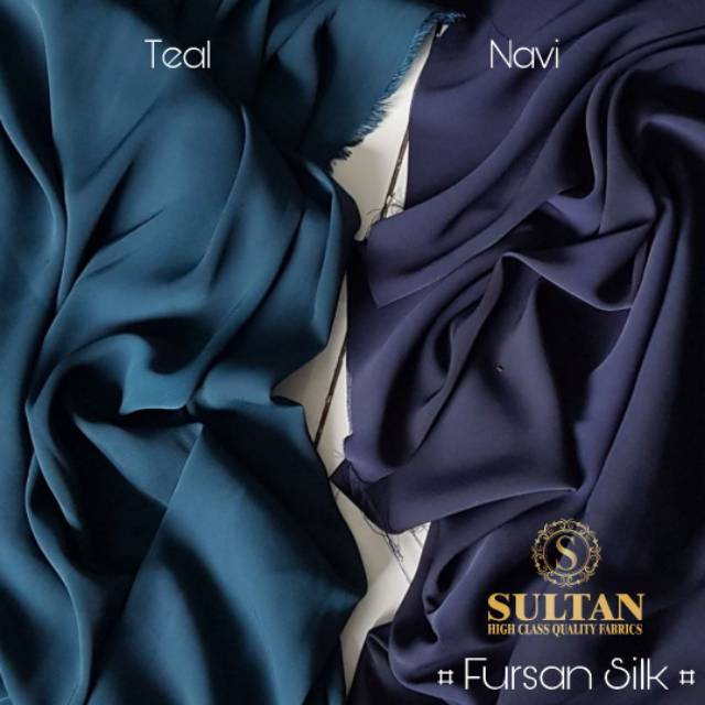 0.5m FURSAN SILK warna dark navy & dark teal  ori Sultan
